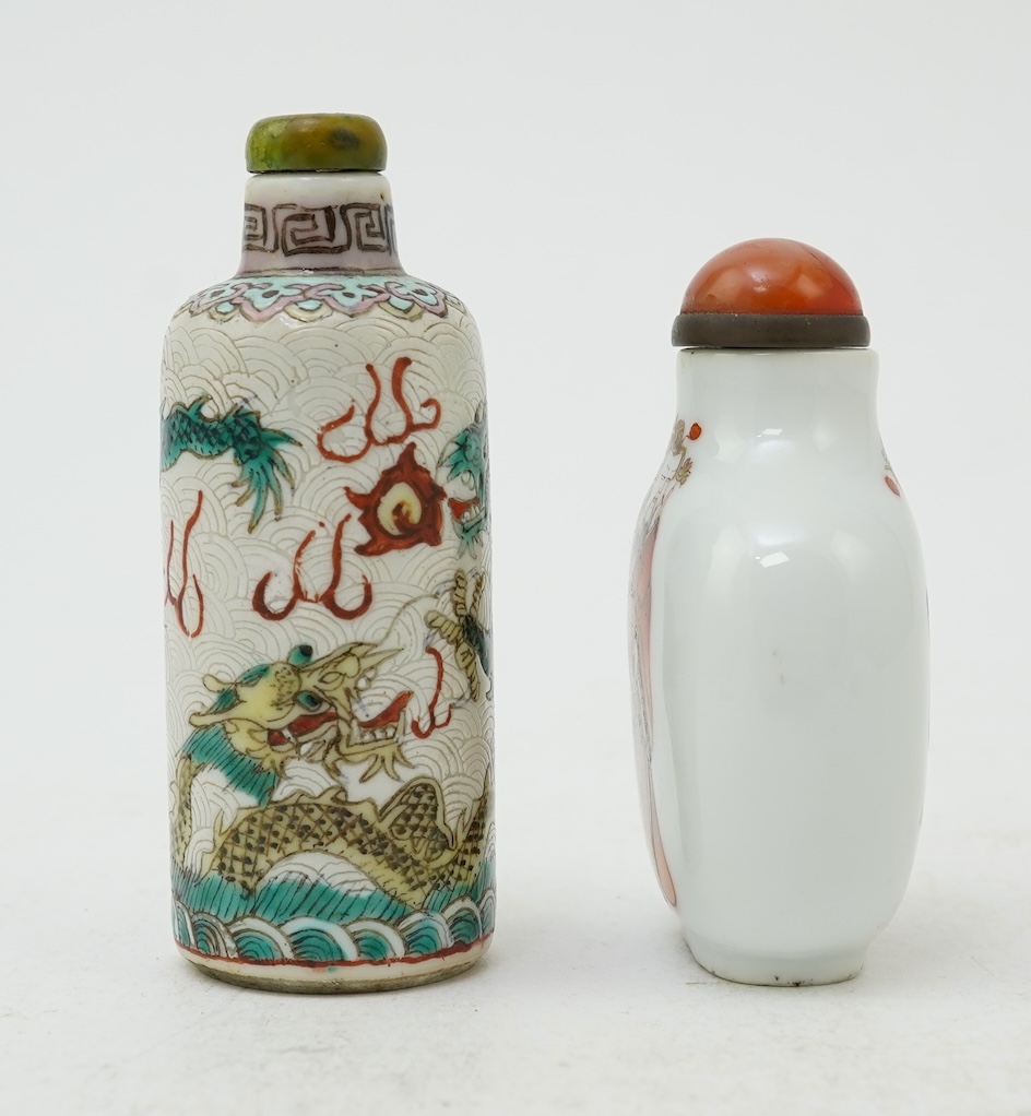 Two Chinese enamelled porcelain snuff bottles, 19th century